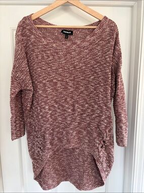 Express Marled Mauve Scoop Neck Sweater Tunic
